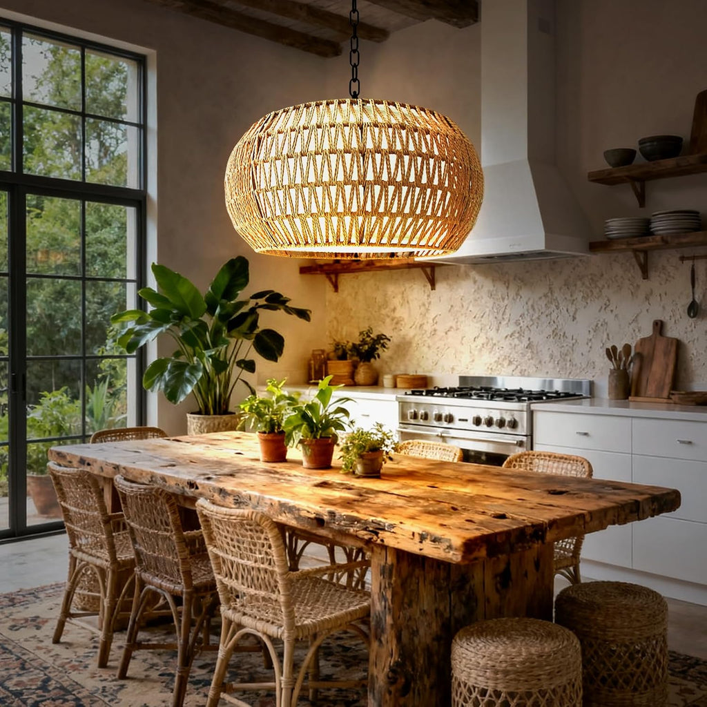 Boho Rattan 5-Light Dining Room Chandelier