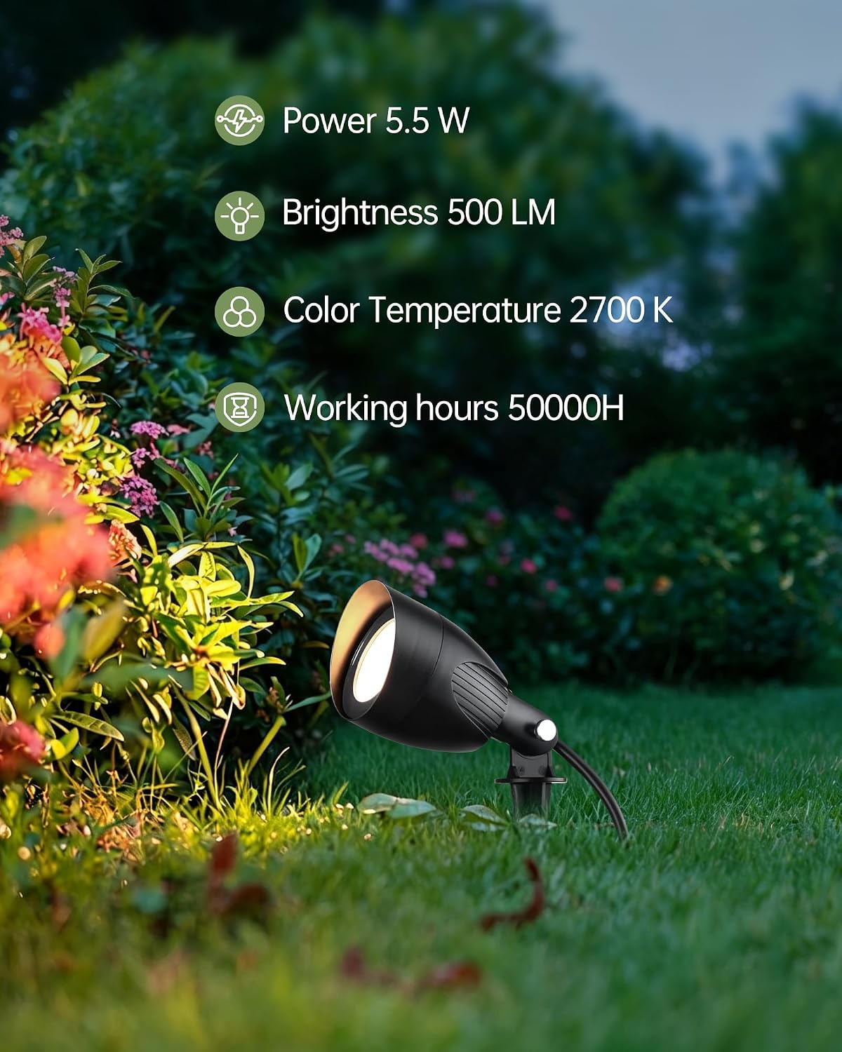 Plug-in Warm White LED Outdoor Spotlights