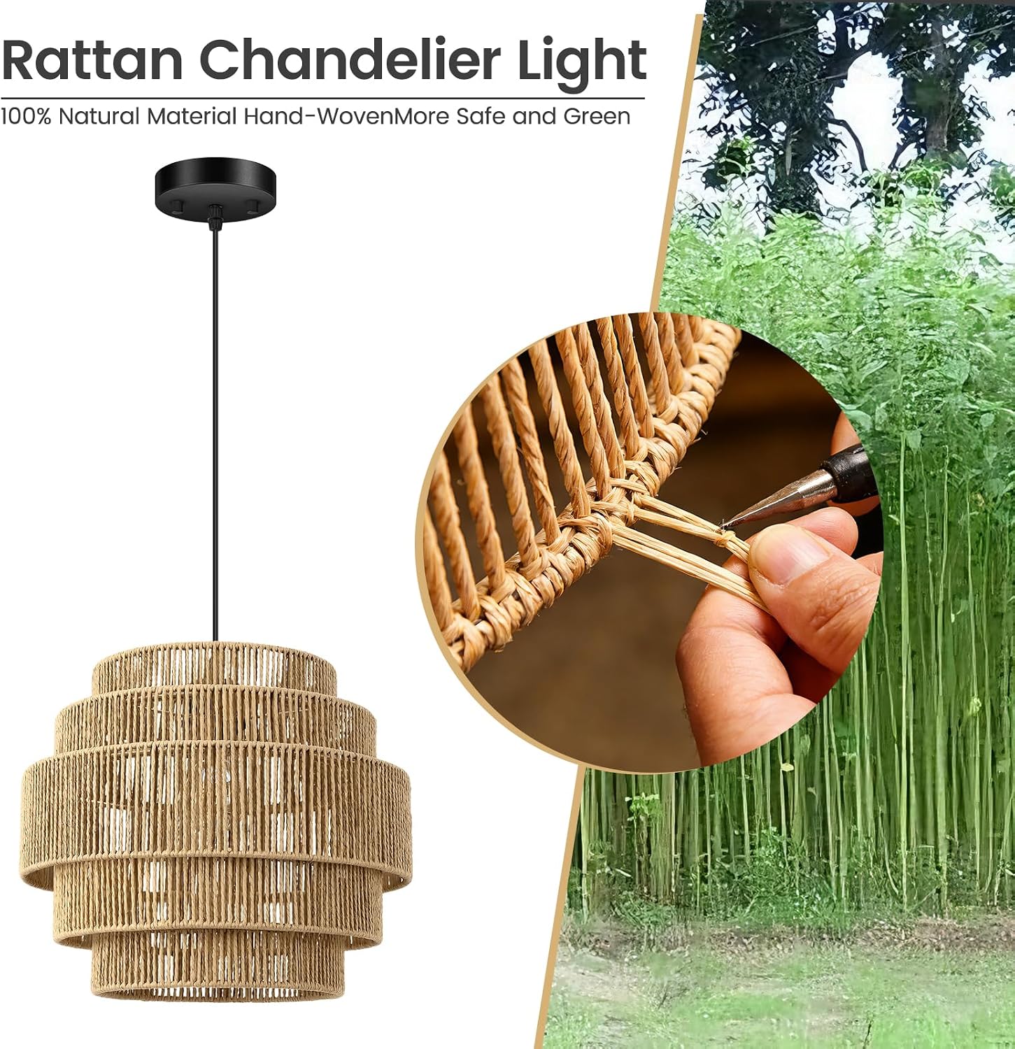 Brown Hemp Rope 5-Tier Boho Chandelier