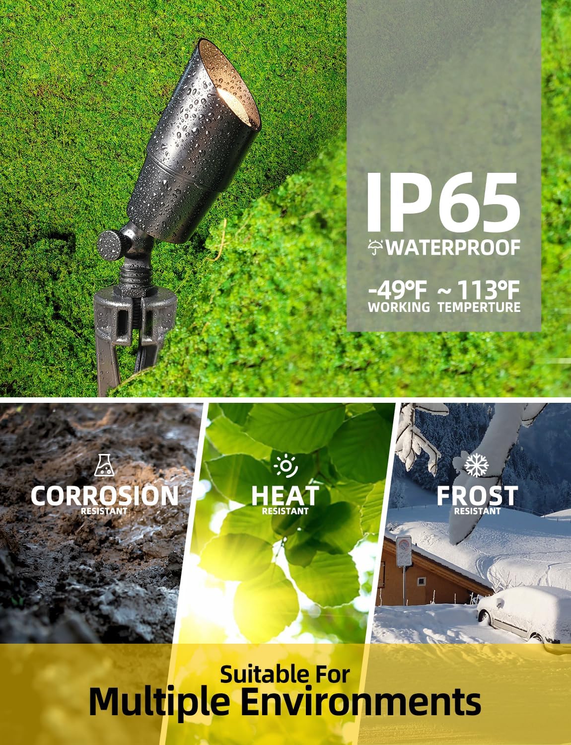Brass Low Voltage LED Garden Spotlight