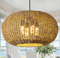 4-Light Large Boho Rattan Chandelier Fixture