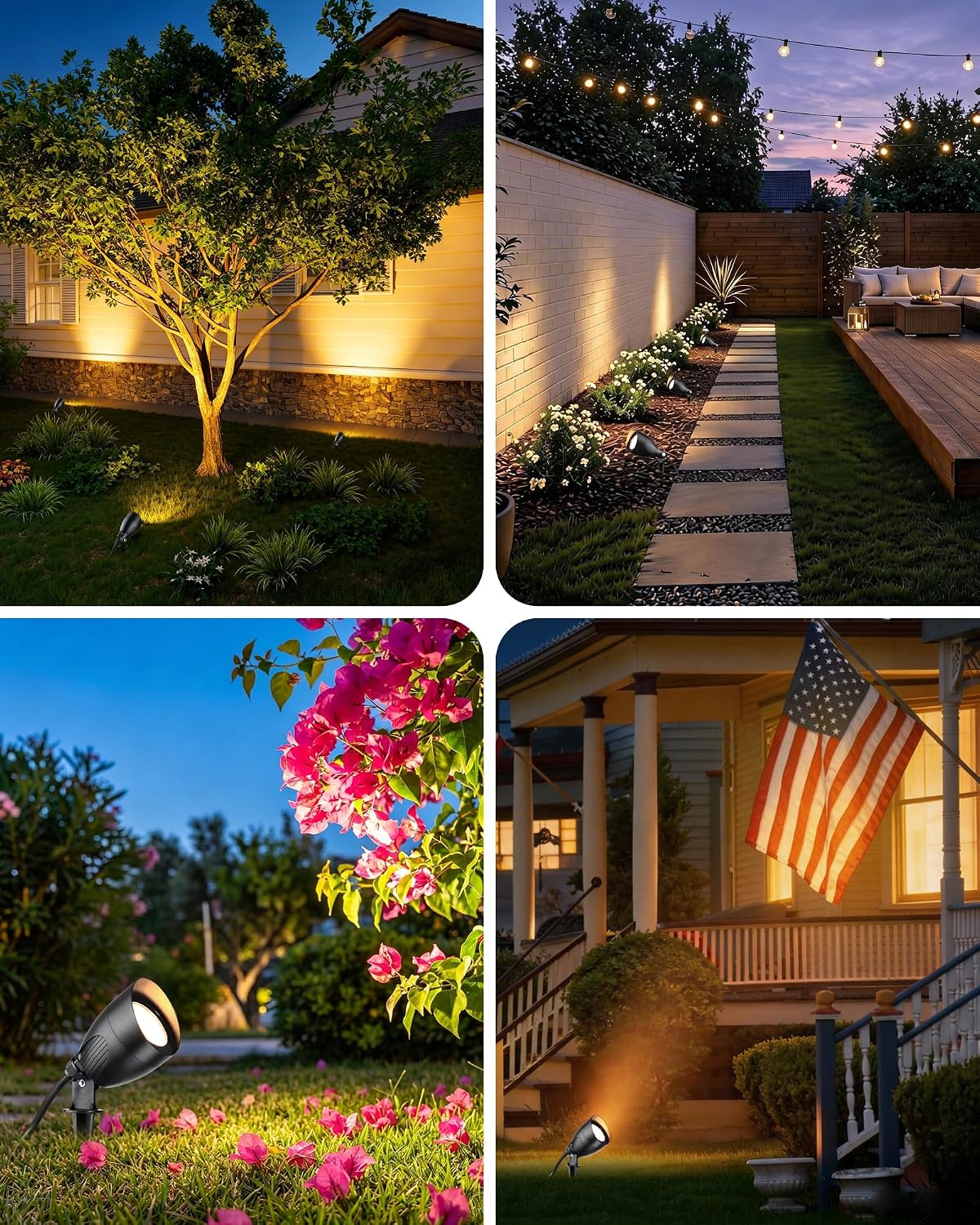 Plug-in Warm White LED Outdoor Spotlights