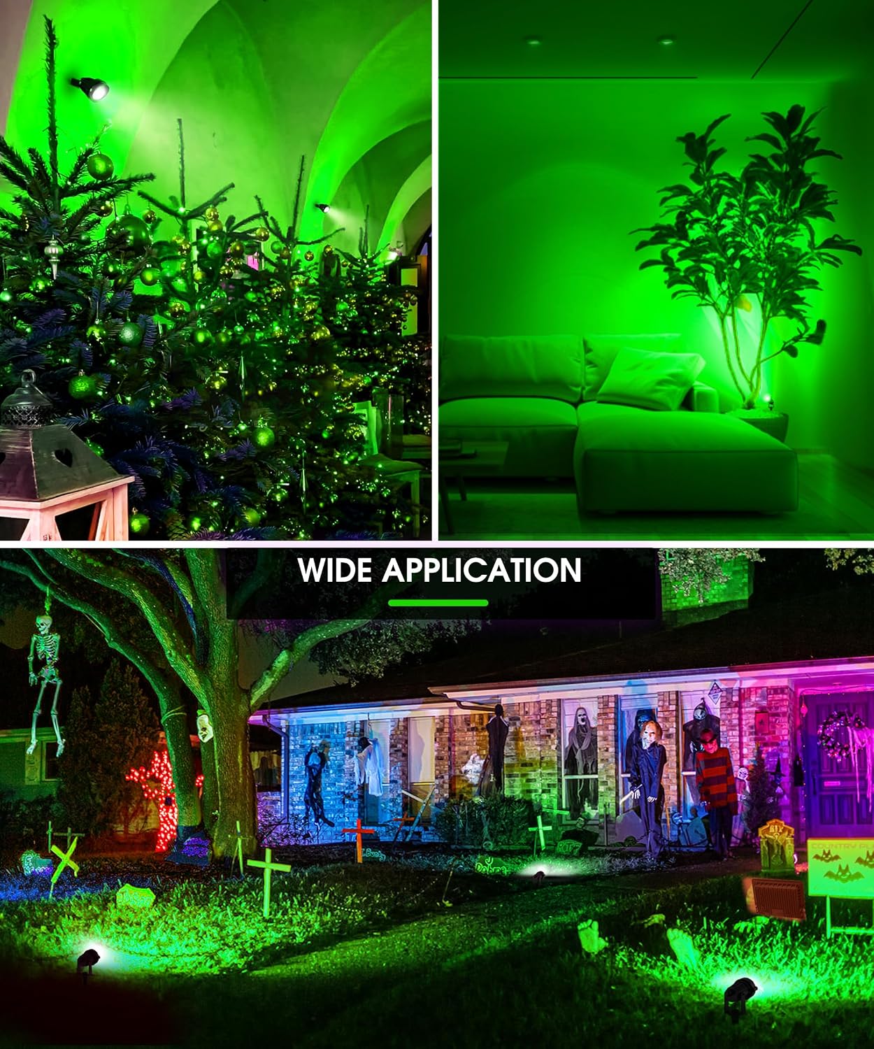 Dusk To Dawn Green LED Outdoor Spotlights